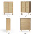 thumbnail image 4 of Eumyviv Rattan Storage Cabinet, Mid Century Tall Sideboard for Living Room Dining Room, Oak GN003, 4 of 12