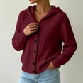 thumbnail image 3 of Women's Hooded Cable Knit Cardigan Button Down Long Sleeve with Pockets Casual Sweater, 3 of 5