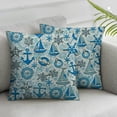 thumbnail image 3 of Compass Decorative Throw Pillow Case  Various Nautical with Seagulls Anchor Sailor Knot and Helm Sailor Theme, Cushion Cover for Couch Living Room Car,  Mint Green Blue, 3 of 7