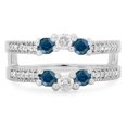 thumbnail image 2 of Dazzlingrock Collection 0.80 Carat (ctw) 14K Blue & White Diamond Wedding Band 3 Stone Guard Ring 3/4 CT, White Gold, Size 9, 2 of 4
