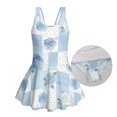 thumbnail image 6 of Tutolipy Blue Floral Pattern Girls Beach Swimsuit, Skirt Cross Shoulder Strap Design Girls One Piece Swimsuit with Skirt Bottom for Summer, Size 8-9 Years, 6 of 8