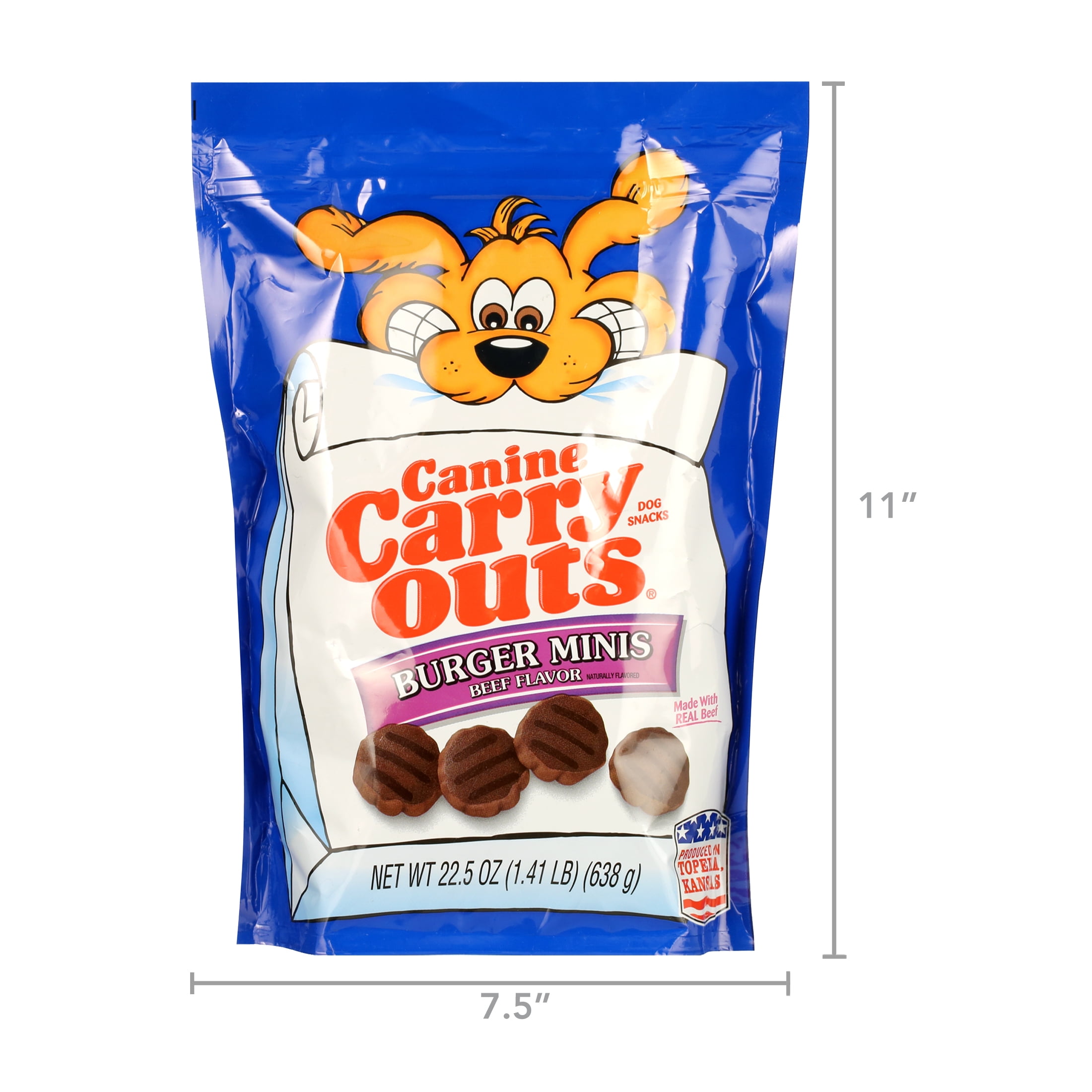 (6 pack) Canine Carry Outs Burger Minis Beef Flavor Dog Treats, 22.5oz Bag
