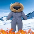 thumbnail image 2 of Pxkloy Toddler Winter Snow Jumpsuit Fleece Sherpa Thermal Warm Snowsuits Outdoor Snow Play Ski Hoodie Overalls Casual Soft 2025 Fashion Outfits Blue,1-2Years, 2 of 4