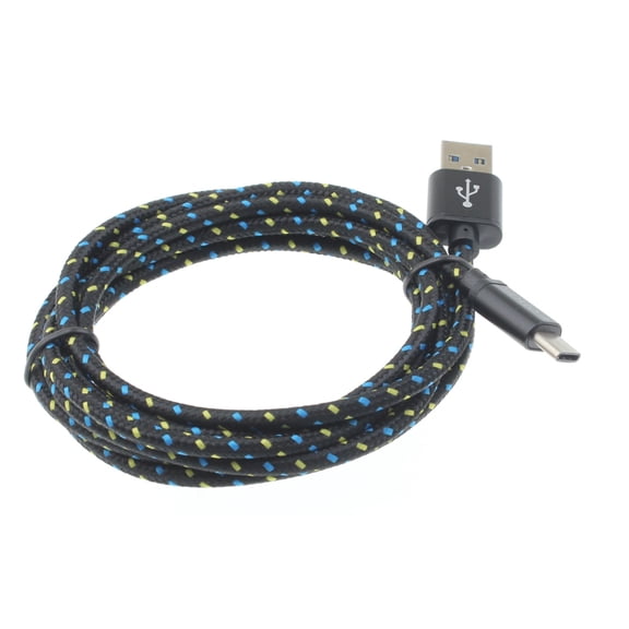 Compatible With Moto G7 Power - Black Braided 6ft Long Type-C Cable Rapid Charger Sync USB Wire D1W for Motorola Moto G7 Power