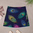 thumbnail image 4 of Peacock Feather Print Design Women's High Waist Skirt Stretchy Casual Mini Skirt, 4 of 8