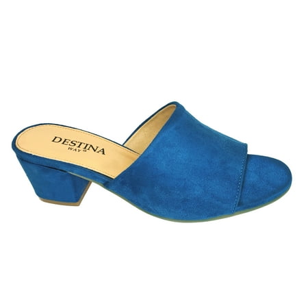 

Destina Way Wink Mid Heel Slide Blue 9 W