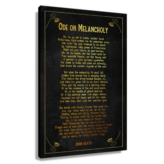 Ode on Melancholy Poem Wall Decor John Keats Quote Wall Art Poetry Poster for Bedroom Wall Decorations for Bathroom Picture Canvas Pics Print Painting Framed 16×24 in