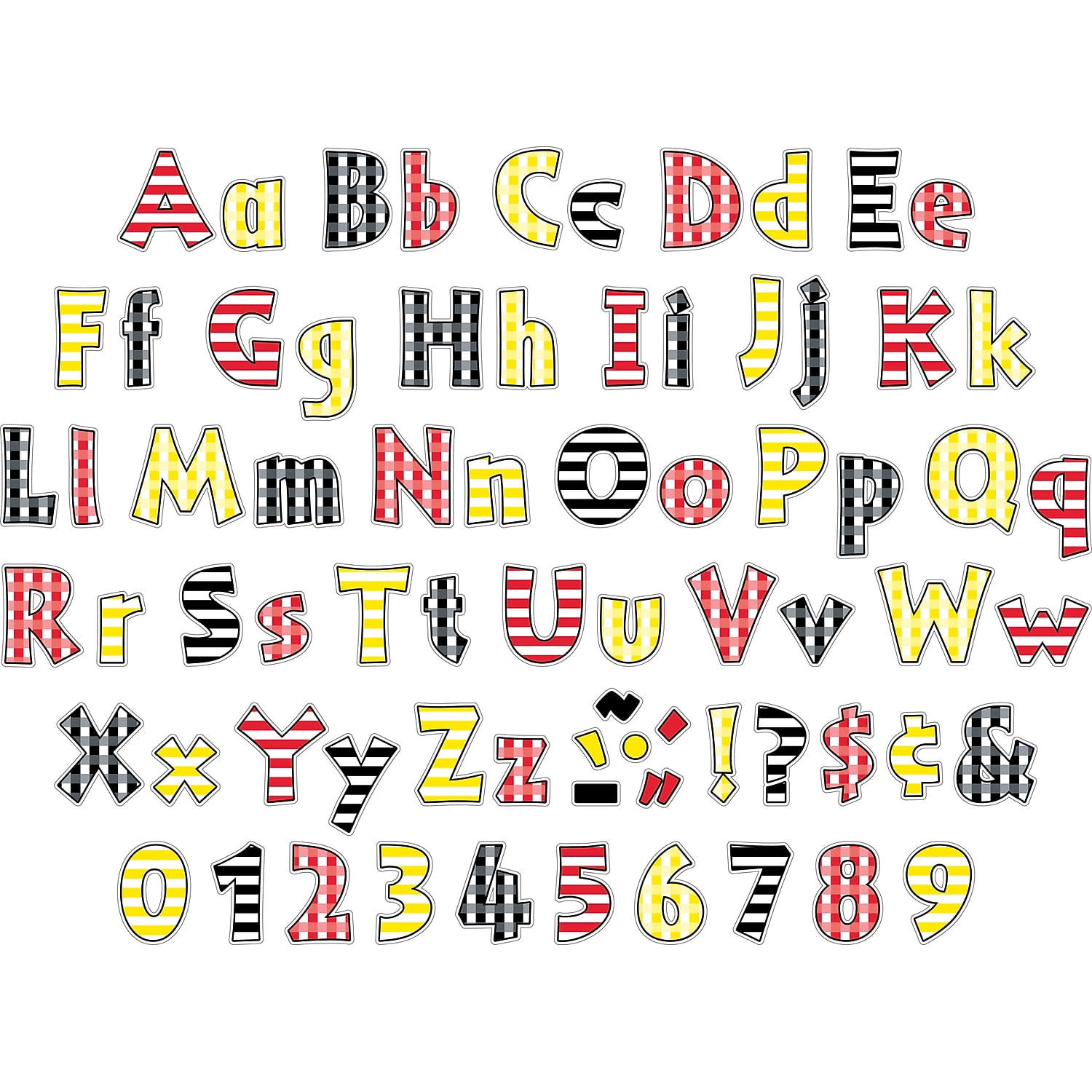 Barker Creek Buffalo Plaid & Wide Stripes 4" Letter Pop-outs - 510 Characters