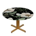 thumbnail image 3 of Sheronv Flowers Black Background Art Deco Round Table Cover Stain Resistant Washable Indoor Outdoor Tablecloth Kitchen Dining Wedding Parties 100% Polyester Waterproof Fabric Table Cloth 54"-58, 3 of 8