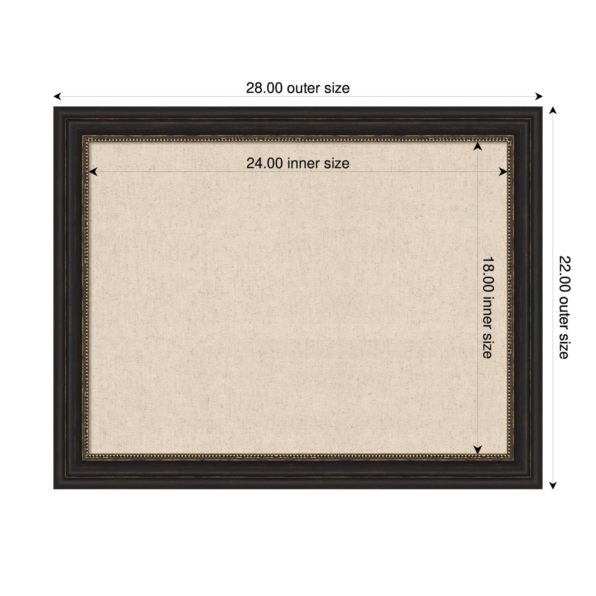 Kate and Laurel Framed Fabric Pinboard 28 x 22, Neutral Weave Printed Linen Decorative Bulletin Board for Use as a Vision Board or Wall Organization, Accent Bronze Narrow Frame