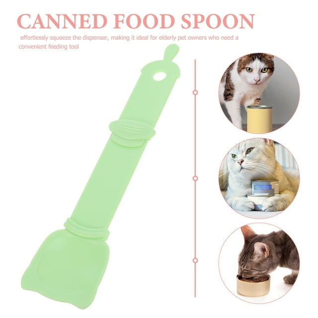 CRAFTHROU Plastic Lickable Cat Feeder Cat Strip Squeeze Spoon Green 1Pack