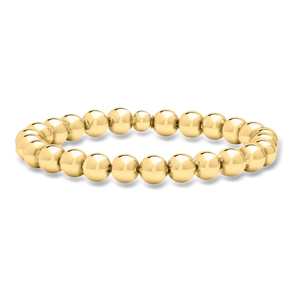 Ross-Simons Italian 8mm 18kt Gold Over Sterling Bead Stretch Bracelet, Women's, Adult