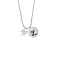 thumbnail image 2 of Delight Jewelry Silvertone Cat with Yarn Silvertone Script Initial Disc - L - Charm Necklace, 20"+3", 2 of 4