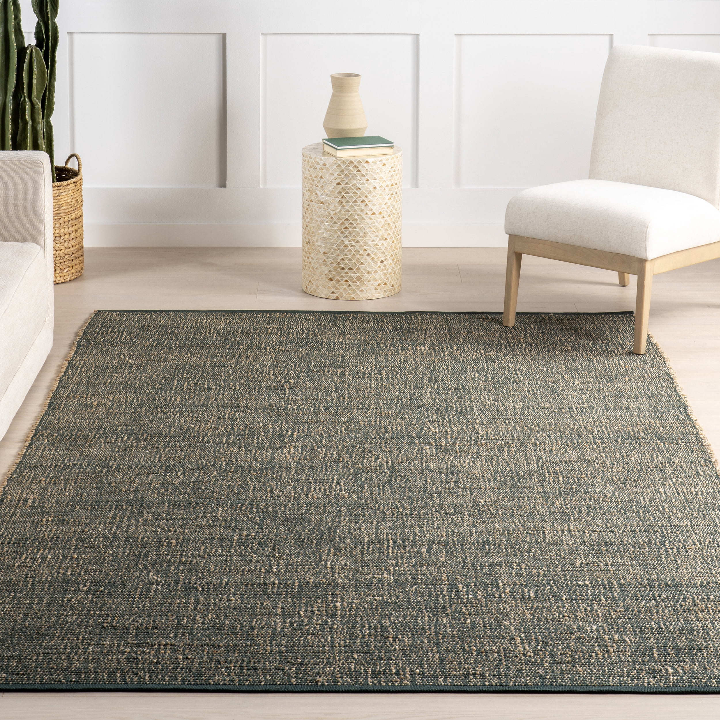 nuLOOM Elfriede Farmhouse Jute Blend Area Rug, 6' x 9', Green