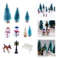 thumbnail image 2 of Miniature Christmas Tree Mini Sisal Trees with Wood Base Artificial Snow Frost Trees with Glitter Powder Trees Artificial Sisal Snow Frost Trees (Green), 2 of 7