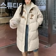 thumbnail image 4 of Jinhomg Cotton Coat for Women Oversized Mid Length Puffer Jacket Fall Winter Thermal Cozy Button Down Heavyweight Coats with Pockets 90 Percent off Clearance Beige L, 4 of 8