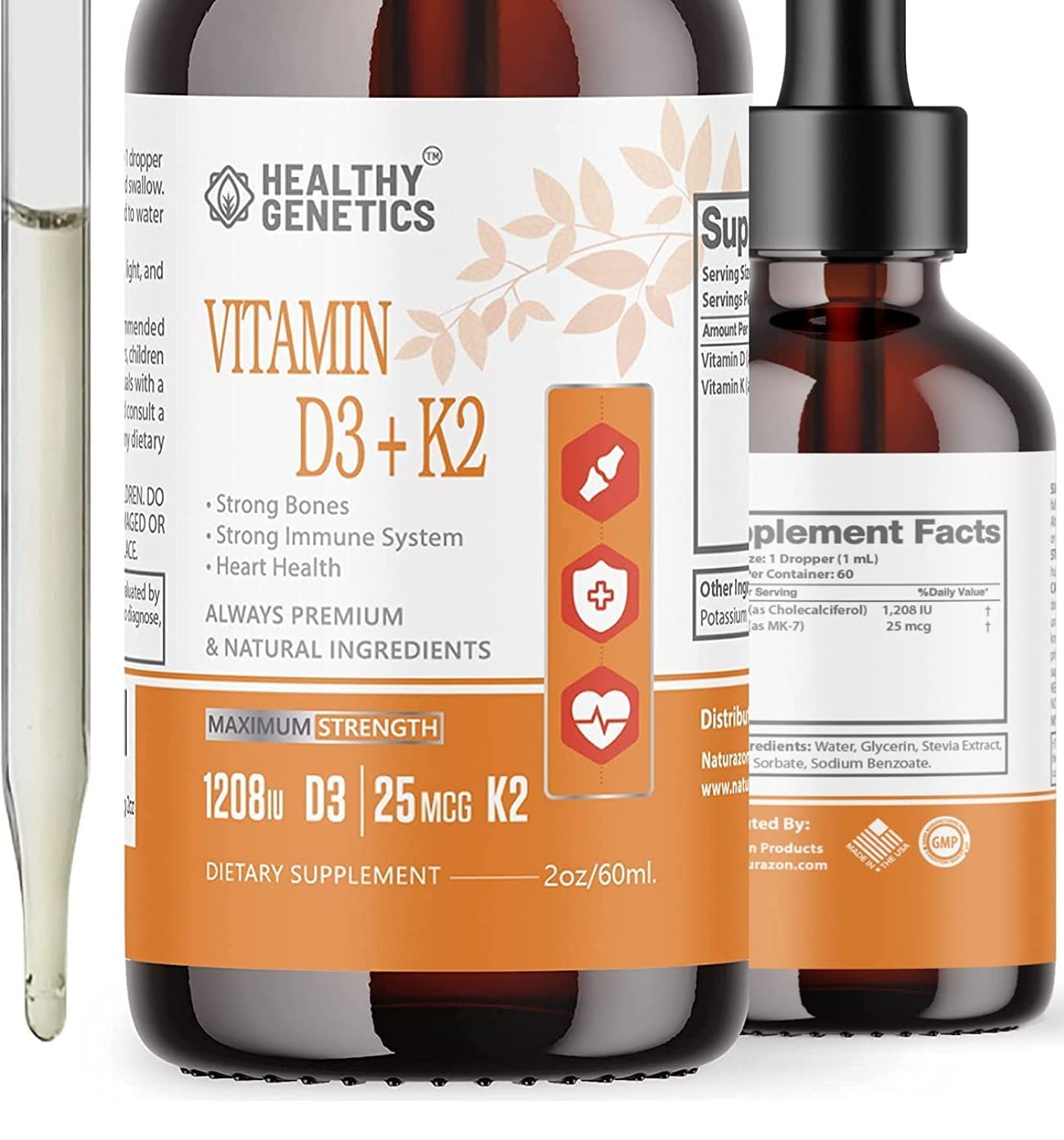 Liquid Vitamin D3 K2 Plus Vitamin K2 MK7 Vitamin D Liquid Drops for