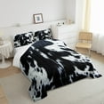 thumbnail image 4 of Cowhide Bedding Western Decor,Grey Black and White Milk Cow Print Comforter Set,Wild Cattle Highland Cow Down Comforter King,Rustic Farmhouse Animal Skin Duvet Insert, 4 of 5
