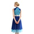 thumbnail image 2 of SiiRoh Womens Sleeveless Ballet Dancewear Ballroom Dance Leotard Dress Mock Neck Liturgical Praise Worship Dress Tunic Prom Dresses Blue XL, 2 of 7