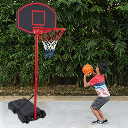 Ktaxon 5.2ft - 7.2ft Adjustable Children Youth Basketball Stands System Hoop, with Wheels & Shatterproof Backboard, Indoor/Outdoor Sports Educational Toys Parent-Kid