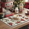thumbnail image 2 of Christmas Dish Drying Mat for Kitchen Counter, 12"x20" Absorbent Christmas Bouquet Drying Mat with Pinecone, Xmas Holiday Dish Rack Mat Coffee Maker Dining Room Decoration, 2 of 8