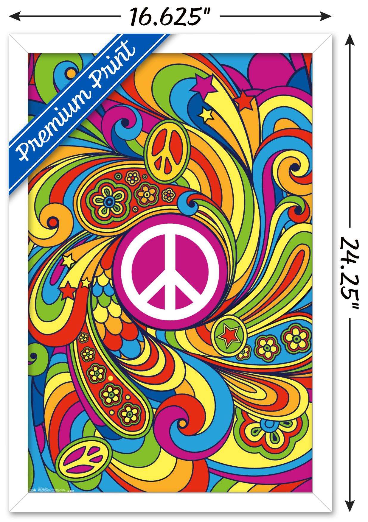 Peace Sign Wall Poster, 14.725" x 22.375", Framed