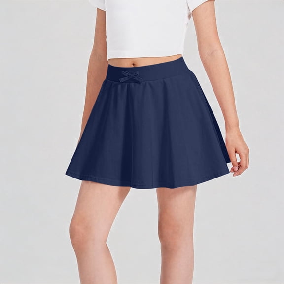 REDARER Girls Flared Skater Skirt with Bow Decor Elastic Waistband Casual Athletic Tennis Skirt for Tweens & Teens,13-14 Years