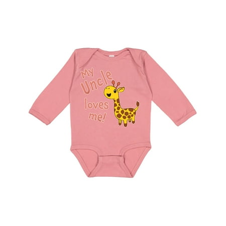 

Inktastic My Uncle Loves Me- Cute Giraffe Gift Baby Boy or Baby Girl Long Sleeve Bodysuit