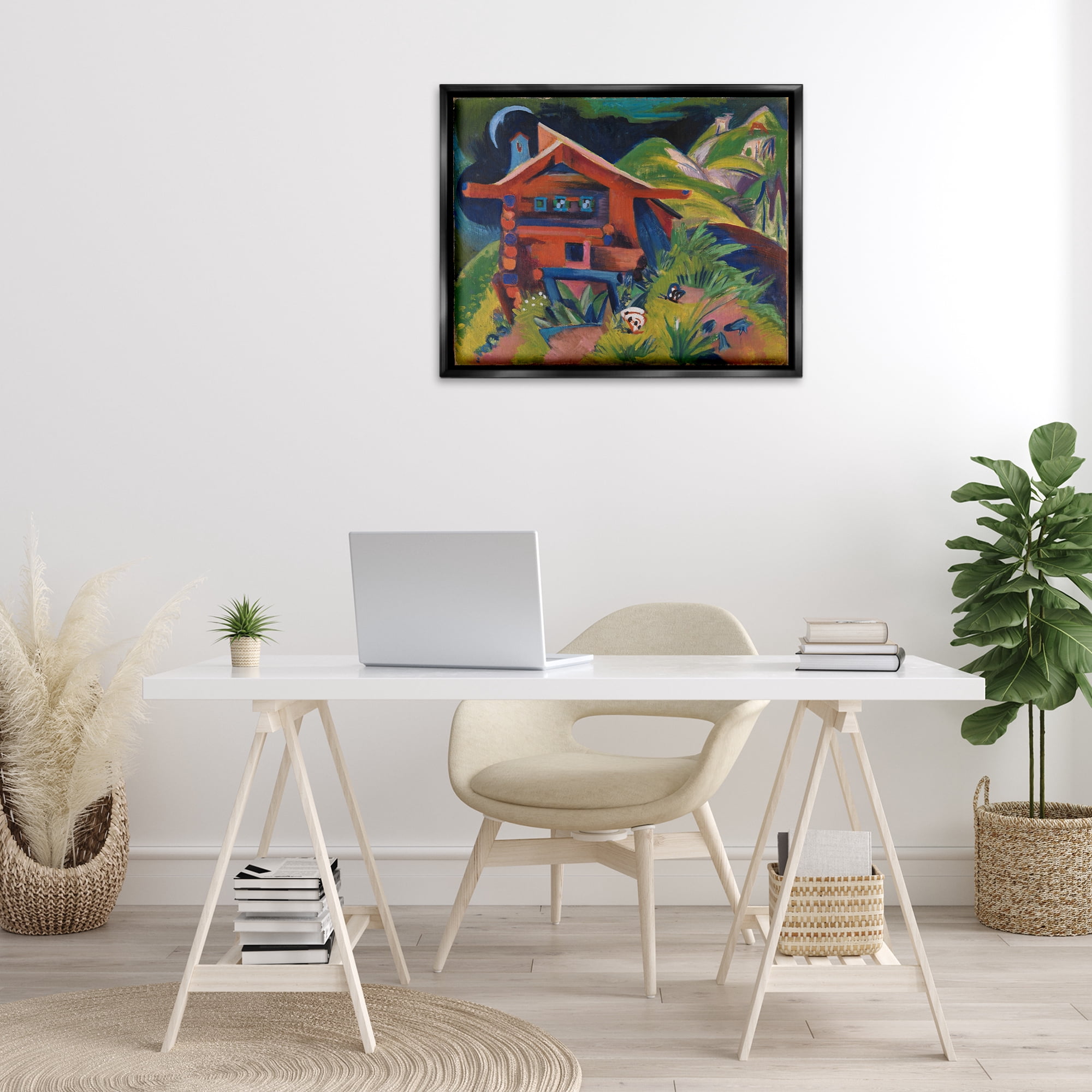 Stupell Industries Kirchner Landscape Cabin Landscape & Nature Painting Black Floater Framed Canvas Art Print Wall Art, 31 x 25