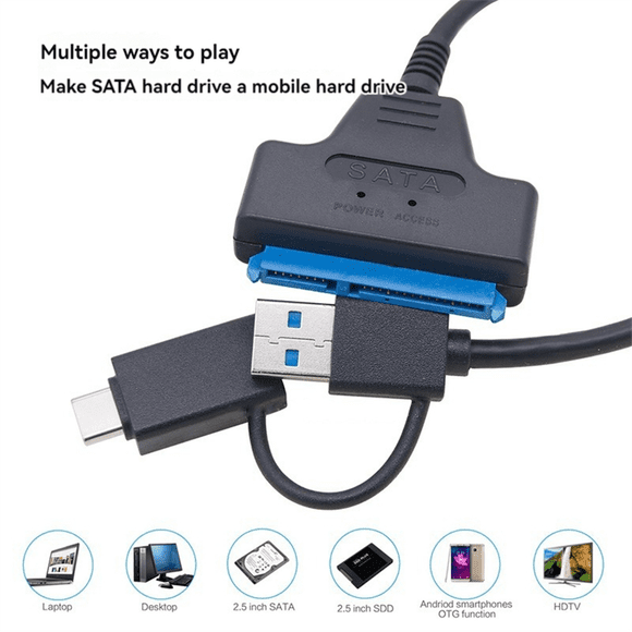 USB 3.0 to SATA Cable USB C Hard Drive Adapter Cable for 2.5 Inche Hard Drive Adapter Cable Computer Connector Converter