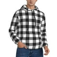 thumbnail image 2 of Lsque Black White Plaid Pattern Casual Men's Hoodie,Hooded Sweatshirt with Kangaroo Pocket,Pullover Hoodie-4X-Large, 2 of 7