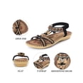 thumbnail image 4 of BLISSFUL STEP Women's Shoes Open Toe Rhinestone Butterfly Knot T--Strap Ankle Elastic Flat Sandals Black 9, 4 of 5