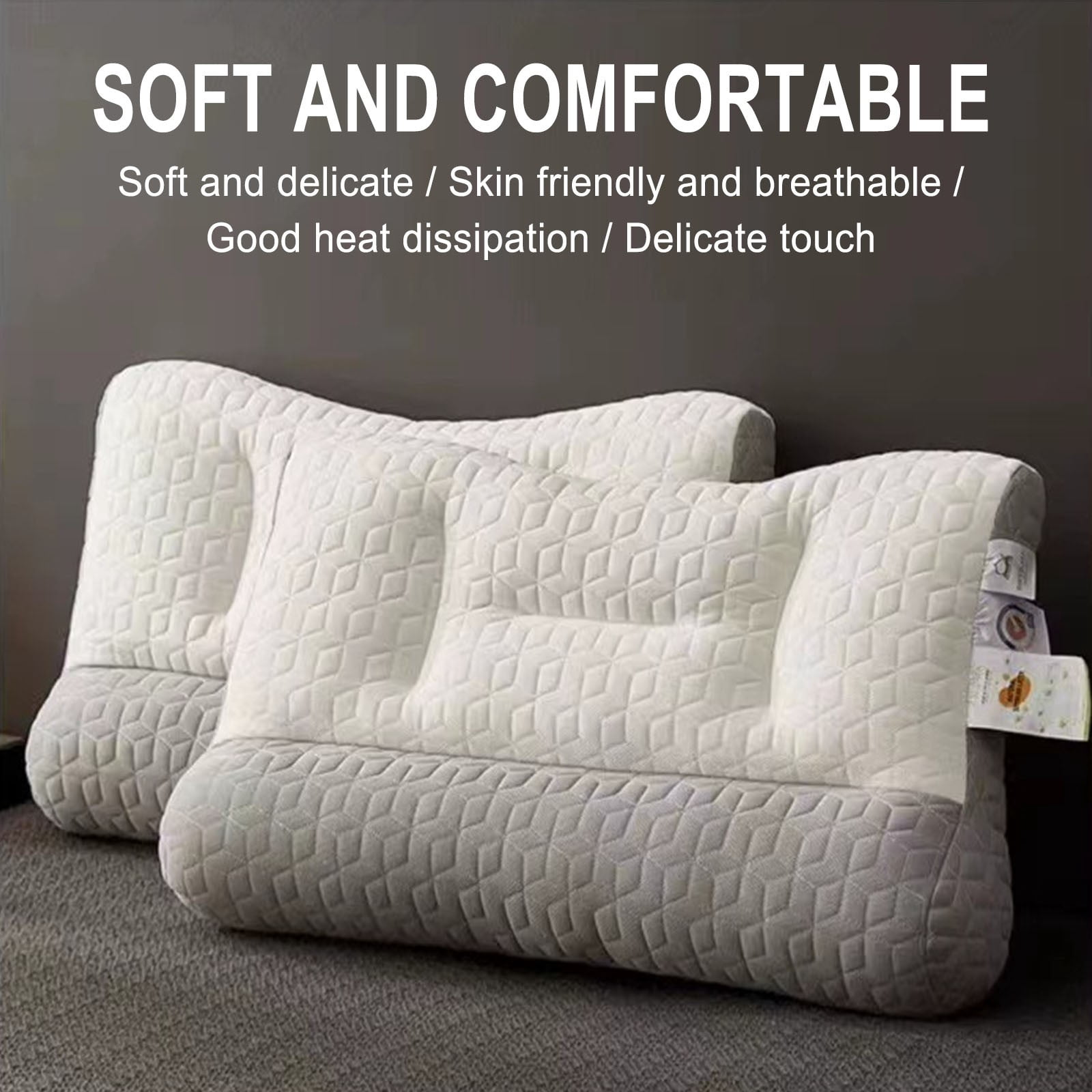 WZXPWT Reverse Traction Cervical Pillow, Memory Foam Neck Support Pillow, Ergonomic Sleep Aid Pillow, Washable Breathable Dormitory Pillow