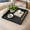 Black-20" x 20" x 3", variant on Large Ottoman Tray For Coffee Table Square Shagreen Leather Decorative With Handles Living Room Decor
