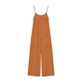 thumbnail image 6 of LEBONYARD Brown Jumpsuit,Fashion Women Casual Comfy Solid High Waist Linen Loose Straight Solid Jumpsuit Orange M, 6 of 6