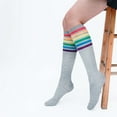 thumbnail image 2 of Mart Womens Socks Classic No Show Socks 1Pair Thigh High Socks Over Knee Rainbow Stripe Girls Football Socks Gray Socks Running Low Cut, 2 of 3