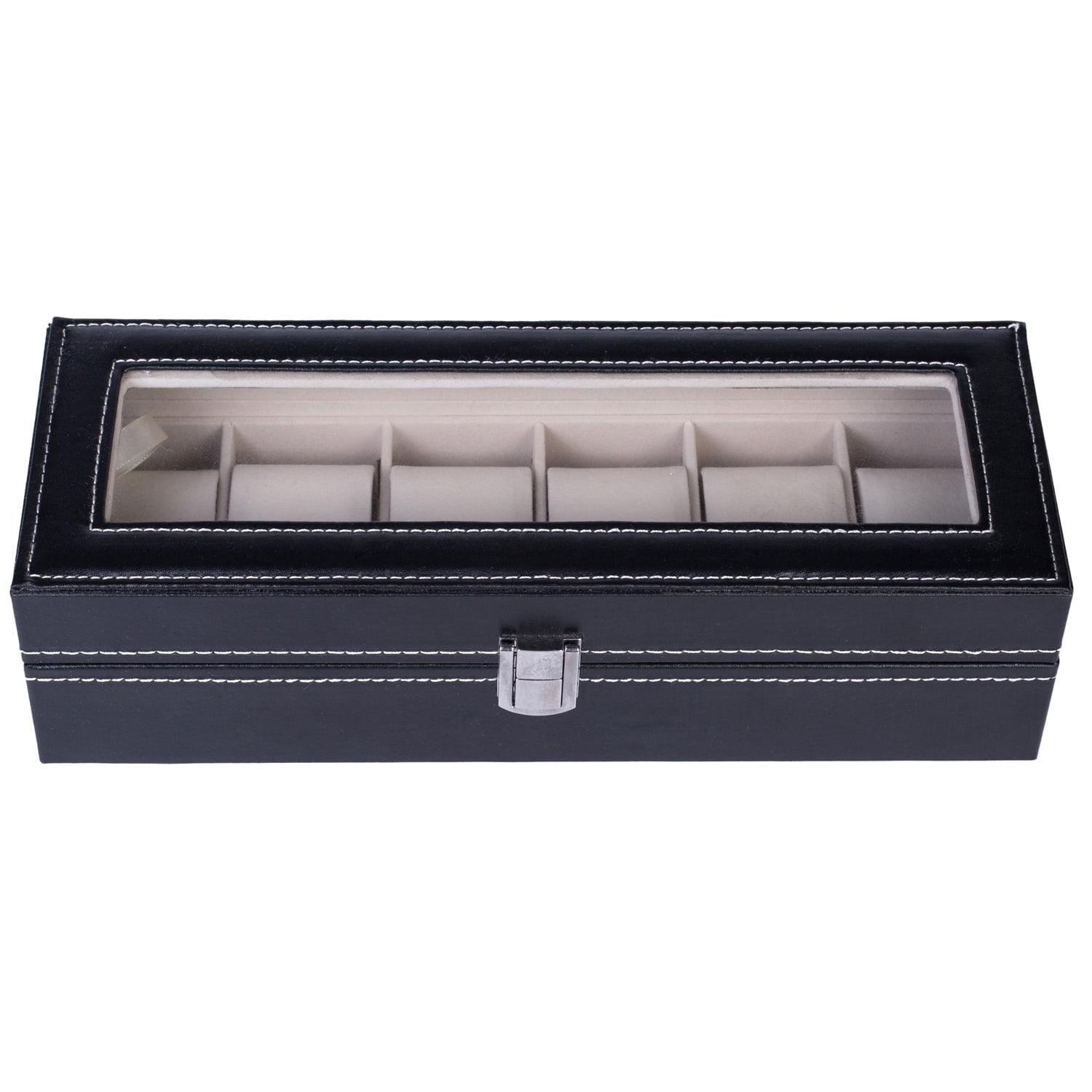 Kepooman 10 Slots Watch Box, Mens Watch Organizer with Lock and Keys, White