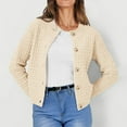 thumbnail image 2 of WTOBBY Women's Button-Down Knit Cardigan Casual Sweater Jacket, Solid Color Long Sleeve Open Front Coat with Soft Fabric, Cozy Layering Piece for Fall or Winter Fashion,Khaki XL, 2 of 5