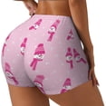 thumbnail image 1 of Fotbe Pink Scarf Snowman Shorts Sin Costuras – Shorts Deportivos de Cintura Alta para Mujer, Elásticos para Gimnasio, Yoga, Running o Ciclismo-X-Large, 1 of 8