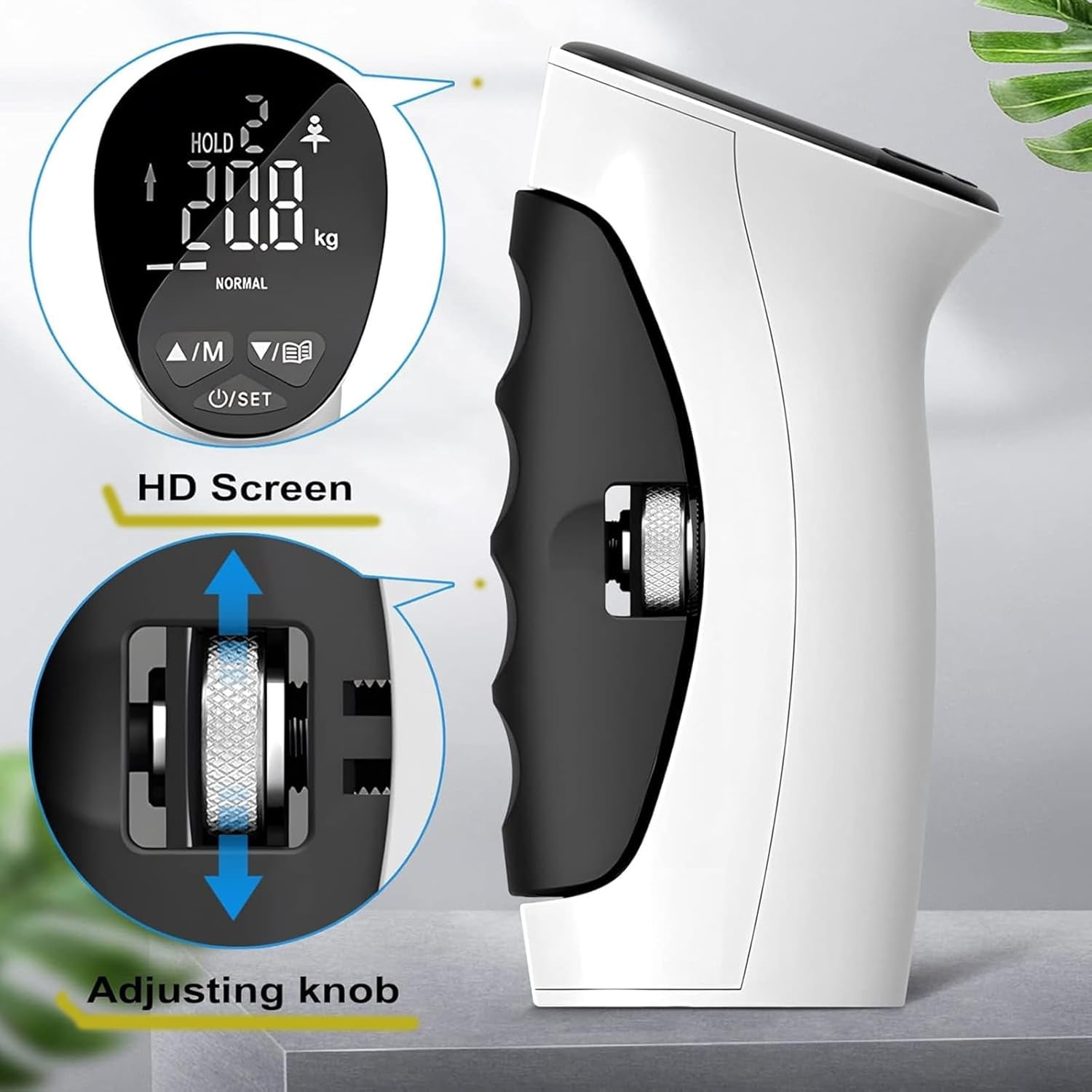 Electronic Grip Strength Tester, Grip Strength Trainer with Counter, Max Measuring Hand Grip Power 198Lbs / 90Kgs and Grip Distance Adjustable, for Sports Schools and Home Use