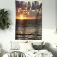 thumbnail image 3 of Beach Tapestry, Dramatic Sunrise in Cancun Cloudscape Skyline Calm Ocean Coastal Picture, Wall Hanging for Bedroom Living Room Dorm Decor, 60W X 80L Inches, Bluegrey Yellow Orange, by Ambesonne, 3 of 5