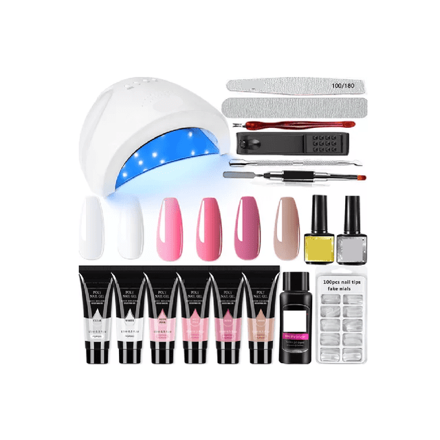 Kit Para Uñas Polygel Con Lámpara Led Tonos Nude
