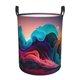 thumbnail image 1 of Balery Colorful Surreal Landscape Cesta de ropa redonda con asas, impermeable, independiente, para ropa, juguetes, dormitorio y familia-Small, 1 of 6