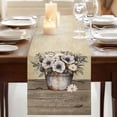 thumbnail image 3 of Table Runners 70 Inches Long Dress Scarves, Farmhouse Flowers Farmhouse Coffee/Dining/Kitchen Table Decor, Holiday Table Runner, Retro Floral Leaves Country Wood Board 13x70 Inch, 3 of 9