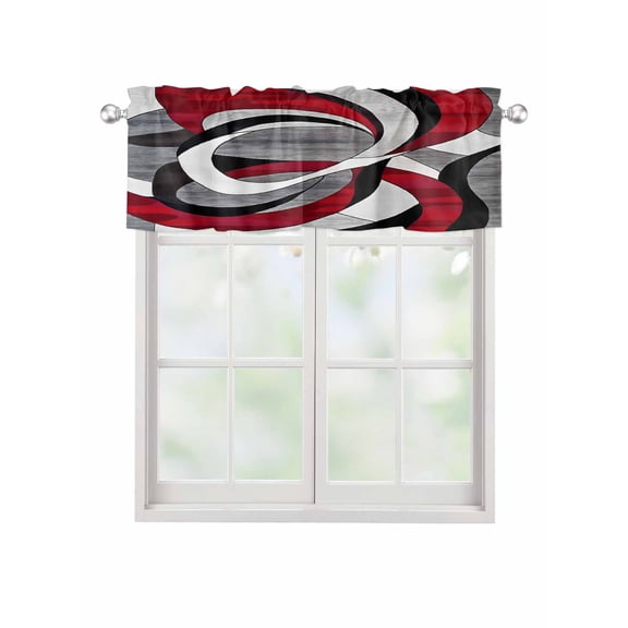 Valances for Windows Black Red Twist Art Rod Pocket Cafe Window Treatments Valance Curtains for Kitchen Bathroom Laundry Basement Windows 42"x12"