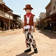 thumbnail image 4 of Unisex Khaki Kids Cowboy Costume Set - 6-Piece Western Outfit with Hat for Ages 4-14, Hall-oween Dress Up & Birthday Parties,Size 7-10T, 4 of 7