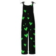 thumbnail image 4 of JURANMO Womens Plus Size Cotton Linen Jumpsuits St. Patrick's Day Irish Clover Graphic Overalls Summer Casual Sleeveless Wide Leg One Piece Pants with Pockets Green XXXXL Prime Sales Today, 4 of 6