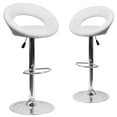 thumbnail image 2 of BizChair 2 Pack Contemporary White Vinyl Rounded Orbit-Style Back Adjustable Height Barstool with Chrome Base, 2 of 16