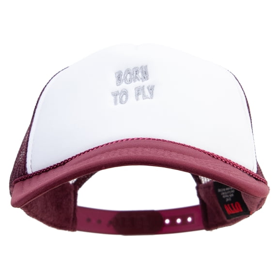 Born to Fly Embroidered Foam Panel Mesh Snapback - Maroon White OSFM