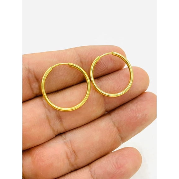 Gold F Endless Hoop Earrings for Womens 21x21mm Dainty Hoop Earrings Ear Piercing